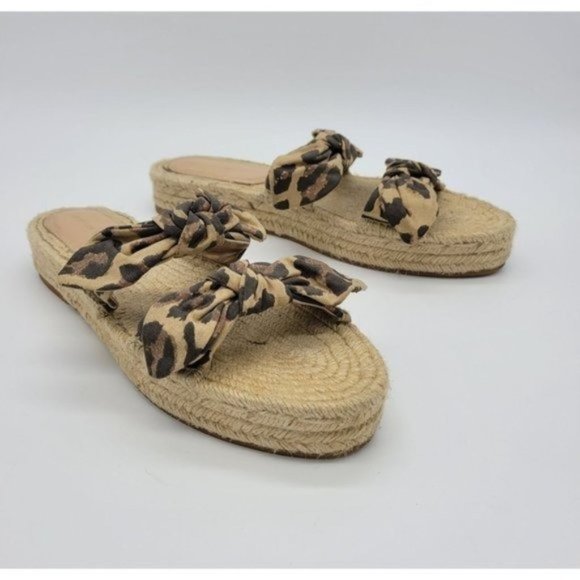 Loeffler Randall Leopard bow tie strappy espadrille sandals Size 10 - Picture 2 of 8